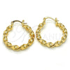 Argolla Mediana 02.170.0167.1.30 Oro Laminado, Diseño de Torcido, Pulido, Tono Dorado