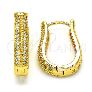 Argolla Huggie 02.287.0004.15 Oro Laminado, con Blanca Zirconia Cubica, Pulido, Tono Dorado