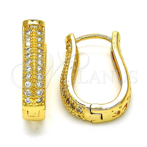 Argolla Huggie 02.287.0004.15 Oro Laminado, con Blanca Zirconia Cubica, Pulido, Tono Dorado