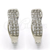 Argolla Huggie 02.267.0039.20 Rodio Laminado, con Micro Pave Blanca, Pulido, Rodinado