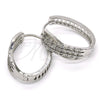 Argolla Huggie 02.267.0039.20 Rodio Laminado, con Micro Pave Blanca, Pulido, Rodinado