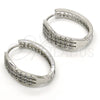 Argolla Huggie 02.267.0039.20 Rodio Laminado, con Micro Pave Blanca, Pulido, Rodinado