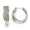 Argolla Huggie 02.267.0039.20 Rodio Laminado, con Micro Pave Blanca, Pulido, Rodinado