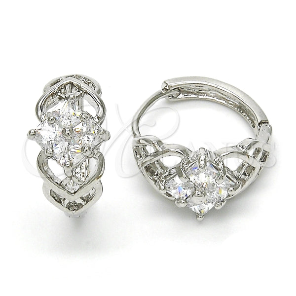 Argolla Huggie 02.267.0040.15 Oro Laminado, con Blanca Zirconia Cubica, Pulido, Rodinado