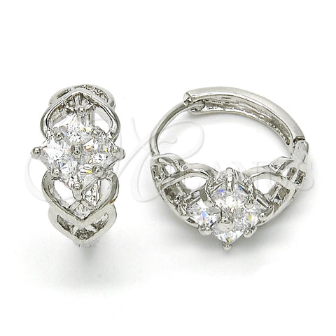 Argolla Huggie 02.267.0040.15 Oro Laminado, con Blanca Zirconia Cubica, Pulido, Rodinado