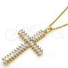 Dije Religioso 05.316.0001 Oro Laminado, Diseño de Cruz, con Blanca Zirconia Cubica, Pulido, Tono Dorado