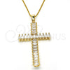 Dije Religioso 05.316.0001 Oro Laminado, Diseño de Cruz, con Blanca Zirconia Cubica, Pulido, Tono Dorado