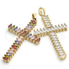 Dije Religioso 05.316.0001 Oro Laminado, Diseño de Cruz, con Blanca Zirconia Cubica, Pulido, Tono Dorado