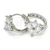 Argolla Huggie 02.267.0044.20 Rodio Laminado, Diseño de Estrella, con Zirconia Cubica Blanca, Pulido, Rodinado