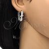 Argolla Huggie 02.267.0046.15 Rodio Laminado, Diseño de Arco, con Zirconia Cubica Blanca, Pulido, Rodinado