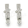 Argolla Huggie 02.267.0046.15 Rodio Laminado, Diseño de Arco, con Zirconia Cubica Blanca, Pulido, Rodinado