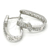 Argolla Huggie 02.267.0046.15 Rodio Laminado, Diseño de Arco, con Zirconia Cubica Blanca, Pulido, Rodinado