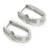 Argolla Huggie 02.267.0046.15 Rodio Laminado, Diseño de Arco, con Zirconia Cubica Blanca, Pulido, Rodinado