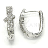 Argolla Huggie 02.267.0046.15 Rodio Laminado, Diseño de Arco, con Zirconia Cubica Blanca, Pulido, Rodinado