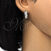 Argolla Huggie 02.267.0054.15 Rodio Laminado, con Zirconia Cubica Blanca, Pulido, Rodinado