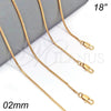 Gargantilla Basica 04.317.0003.18 Oro Laminado, Diseño de Box, Pulido, Tono Dorado (02 MM Thickness, 18 Inches Length)