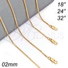 Gargantilla Basica 04.317.0003.18 Oro Laminado, Diseño de Box, Pulido, Tono Dorado (02 MM Thickness, 18 Inches Length)