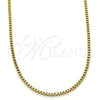 Gargantilla Basica 04.317.0004.24 Oro Laminado, Diseño de Box, Pulido, Tono Dorado (03 MM Thickness, 24 Inches Length)