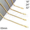 Gargantilla Basica 04.317.0005.18 Oro Laminado, Diseño de Box, Pulido, Tono Dorado (03 MM Thickness, 18 Inches Length)