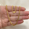 Gargantilla Basica 04.317.0005.24 Oro Laminado, Diseño de Box, Pulido, Tono Dorado (03 MM Thickness, 24 Inches Length)