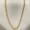 Gargantilla Basica 04.317.0005.24 Oro Laminado, Diseño de Box, Pulido, Tono Dorado (03 MM Thickness, 24 Inches Length)