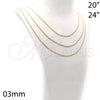 Gargantilla Basica 04.213.0094.24 Oro Laminado, Pulido, Tono Dorado (03 MM Thickness, 24 Inches Length)