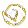 Tobillera Básica 04.213.0101.10 Oro Laminado, Diseño de Figaro, Pulido, Tono Dorado (Calibre 160, Grosor 06 MM, 10 Pulgadas de Largo)