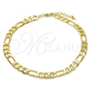 Tobillera Básica 04.213.0101.10 Oro Laminado, Diseño de Figaro, Pulido, Tono Dorado (Calibre 160, Grosor 06 MM, 10 Pulgadas de Largo)