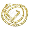 Gargantilla Basica 04.213.0101.24 Oro Laminado, Diseño de Figaro, Pulido, Tono Dorado (Calibre 160, Grosor 06 MM, 24 Pulgadas de Largo)