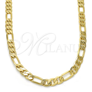 Gargantilla Basica 04.213.0101.24 Oro Laminado, Diseño de Figaro, Pulido, Tono Dorado (Calibre 160, Grosor 06 MM, 24 Pulgadas de Largo)