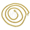 Gargantilla Basica 04.213.0095.24 Oro Laminado, Diseño de Miami Cubana, Pulido, Tono Dorado (03 MM Thickness, 24 Inches Length)