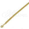 Tobillera Básica 04.213.0099.10 Oro Laminado, Diseño de Miami Cubana, Pulido, Tono Dorado (Calibre 140, Grosor 05 MM, 10 Pulgadas de Largo)