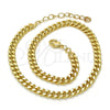 Tobillera Básica 04.213.0099.10 Oro Laminado, Diseño de Miami Cubana, Pulido, Tono Dorado (Calibre 140, Grosor 05 MM, 10 Pulgadas de Largo)