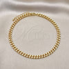 Tobillera Básica 04.213.0099.10 Oro Laminado, Diseño de Miami Cubana, Pulido, Tono Dorado (Calibre 140, Grosor 05 MM, 10 Pulgadas de Largo)