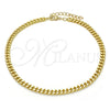 Tobillera Básica 04.213.0099.10 Oro Laminado, Diseño de Miami Cubana, Pulido, Tono Dorado (Calibre 140, Grosor 05 MM, 10 Pulgadas de Largo)