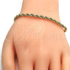 Pulsera Básica 04.213.0102.08 Oro Laminado, Diseño de Rope, Pulido, Tono Dorado (04 MM Thickness, 8 Inches Length)