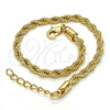 Pulsera Básica 04.213.0102.08 Oro Laminado, Diseño de Rope, Pulido, Tono Dorado (04 MM Thickness, 8 Inches Length)