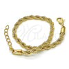 Pulsera Básica 04.213.0102.08 Oro Laminado, Diseño de Rope, Pulido, Tono Dorado (04 MM Thickness, 8 Inches Length)
