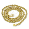 Gargantilla Basica 04.213.0102.24 Oro Laminado, Diseño de Rope, Pulido, Tono Dorado (Grosor 04 MM, 24 Pulgadas de Largo)