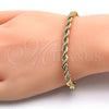 Pulsera Básica 04.213.0103.08 Oro Laminado, Diseño de Rope, Pulido, Tono Dorado (05 MM Thickness, 8 Inches Length)