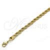 Pulsera Básica 04.213.0103.08 Oro Laminado, Diseño de Rope, Pulido, Tono Dorado (05 MM Thickness, 8 Inches Length)