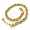 Pulsera Básica 04.213.0103.08 Oro Laminado, Diseño de Rope, Pulido, Tono Dorado (05 MM Thickness, 8 Inches Length)