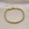 Pulsera Básica 04.213.0103.08 Oro Laminado, Diseño de Rope, Pulido, Tono Dorado (05 MM Thickness, 8 Inches Length)