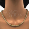 Gargantilla Basica 04.213.0103.24 Oro Laminado, Diseño de Rope, Pulido, Tono Dorado (05 MM Thickness, 24 Inches Length)