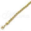 Gargantilla Basica 04.213.0103.24 Oro Laminado, Diseño de Rope, Pulido, Tono Dorado (05 MM Thickness, 24 Inches Length)