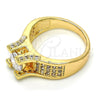Anillo Multi Piedra 01.284.0015.07 Oro Laminado, con Blanca Zirconia Cubica, Pulido, Tono Dorado (Size 7)