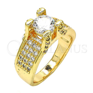 Anillo Multi Piedra 01.284.0015.07 Oro Laminado, con Blanca Zirconia Cubica, Pulido, Tono Dorado (Size 7)