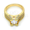 Anillo Multi Piedra 01.284.0015.08 Oro Laminado, con Blanca Zirconia Cubica, Pulido, Tono Dorado (Size 8)