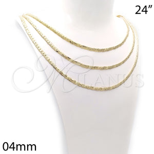 Gargantilla Basica 04.63.1345.24 Oro Laminado, Mate, Tono Dorado (04 MM Thickness, 24 Inches Length)