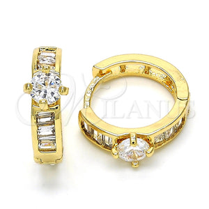 Argolla Huggie 02.210.0085.15 Oro Laminado, con Blanca Zirconia Cubica, Pulido, Tono Dorado